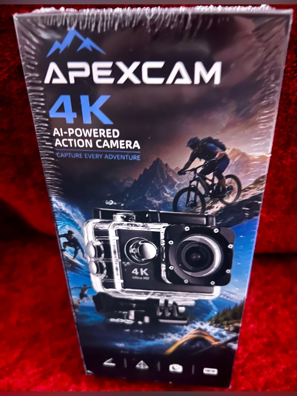 Apexcam 4K AI Powered Action Camera Waterproof up to 30m 140 degree lens Black